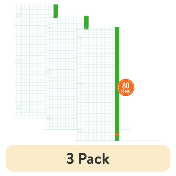 (3 pack) Pen+Gear Quad Filler Paper, Graph Ruled 4x4, 80 Sheets, 8" x 10.5"