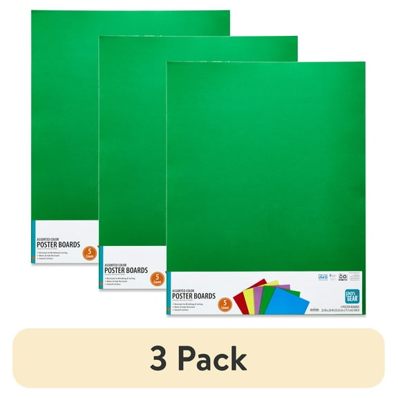 (3 pack) Pen + Gear Rainbow Assorted Multipack Poster Board, 22"x28", 5 Count