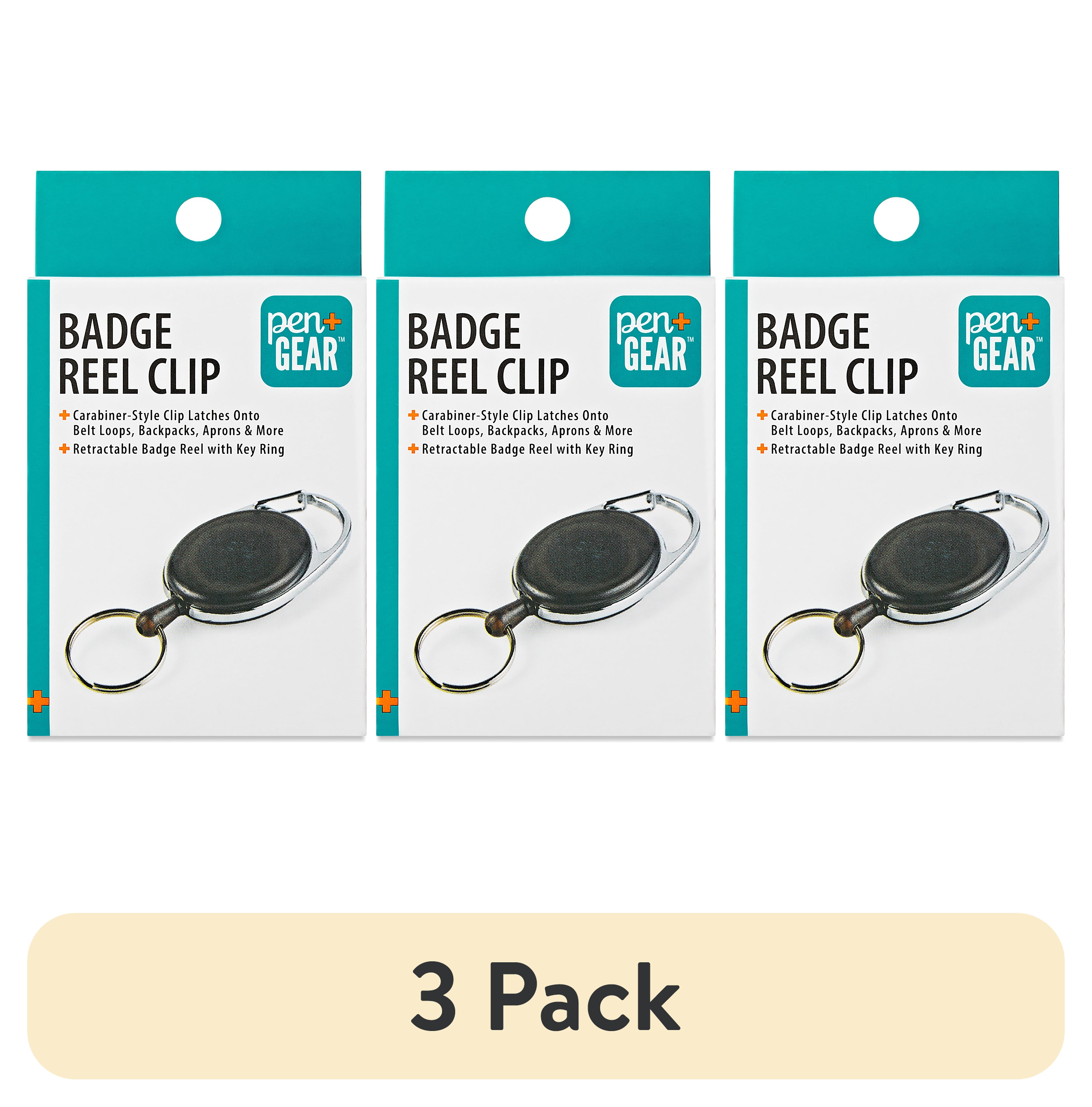 (3 pack) Pen+Gear Badge Reel Clip, Black, 1 Count
