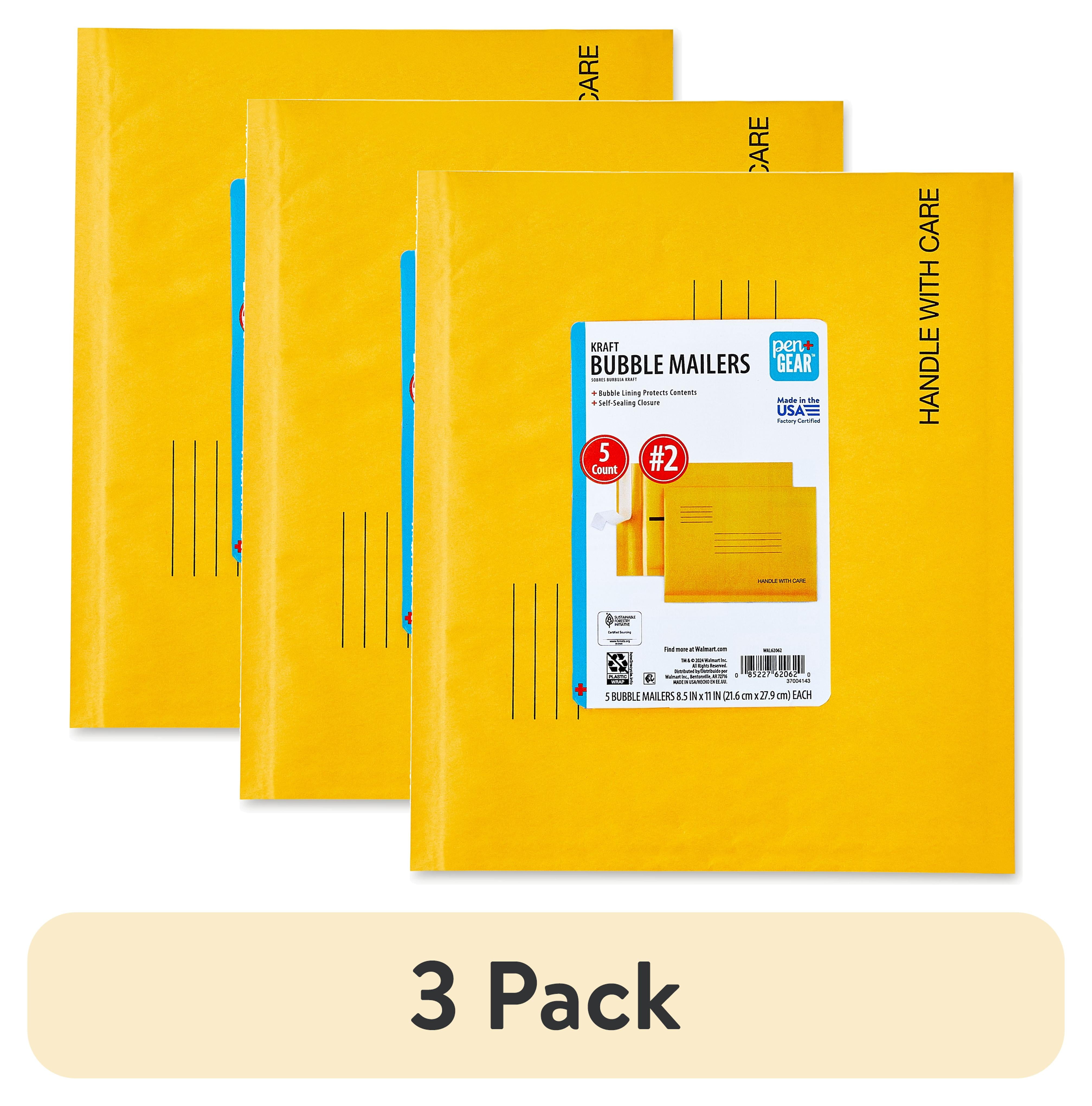 (3 pack) Pen+Gear Self-Sealing #2 Kraft Bubble Mailers, 8.5" x 11", 5 pack