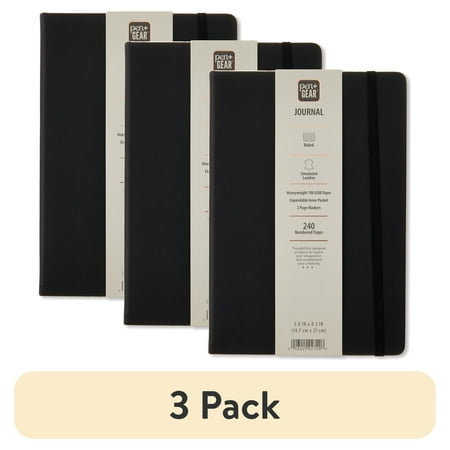 (3 pack) Pen+Gear Simulated Leather Journal, Black, A5 (5.8" x 8.3"), 240 Ruled Pages