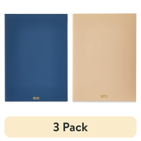 (3 pack) Pen+Gear Simulated Leather Journals, Dusky Taupe & Washed Indigo, 7.2x 9.9, 60 Pages Each, Set of 2