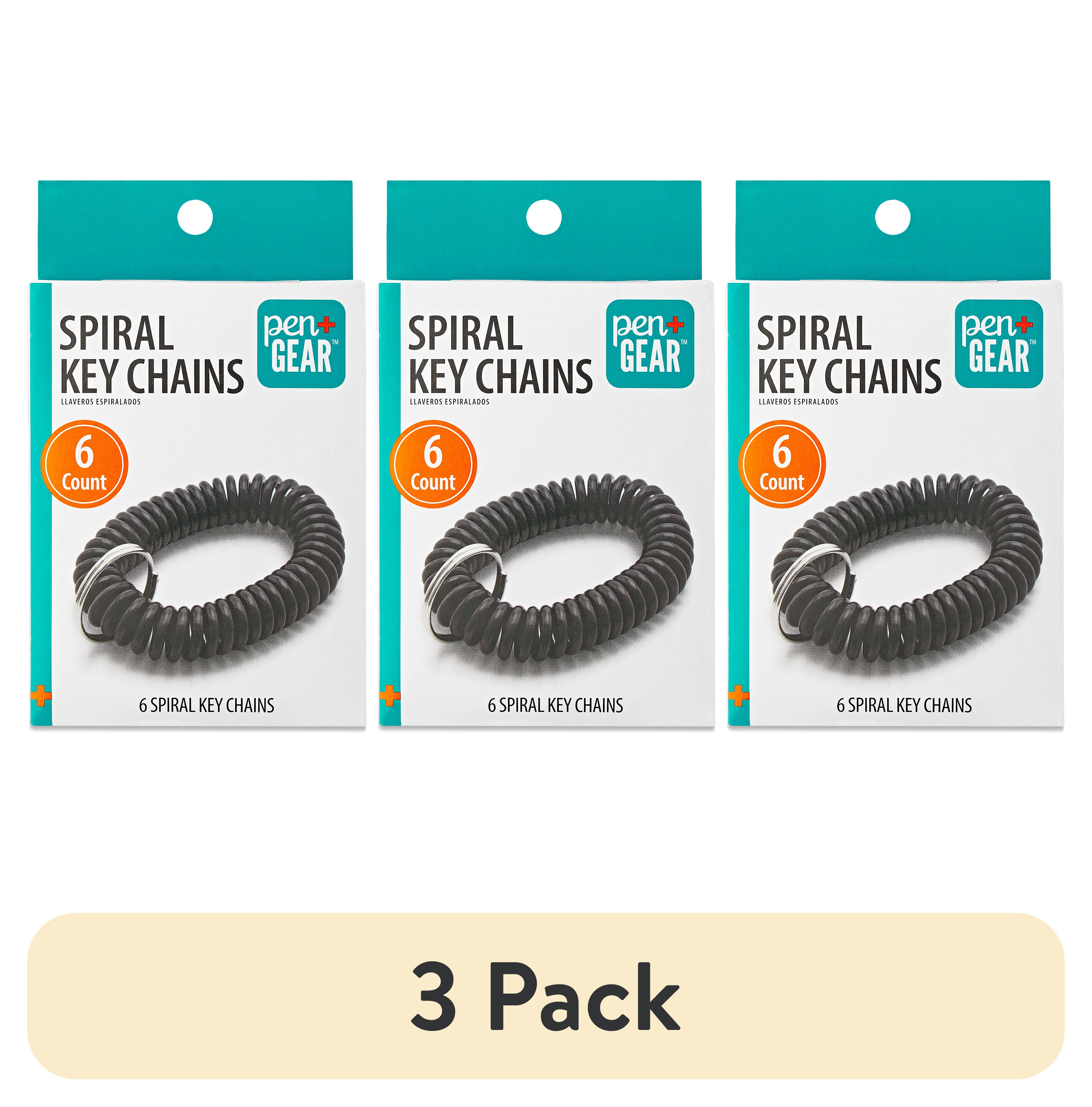 (3 pack) Pen+Gear Spiral Key Chains, Black, 6 Count