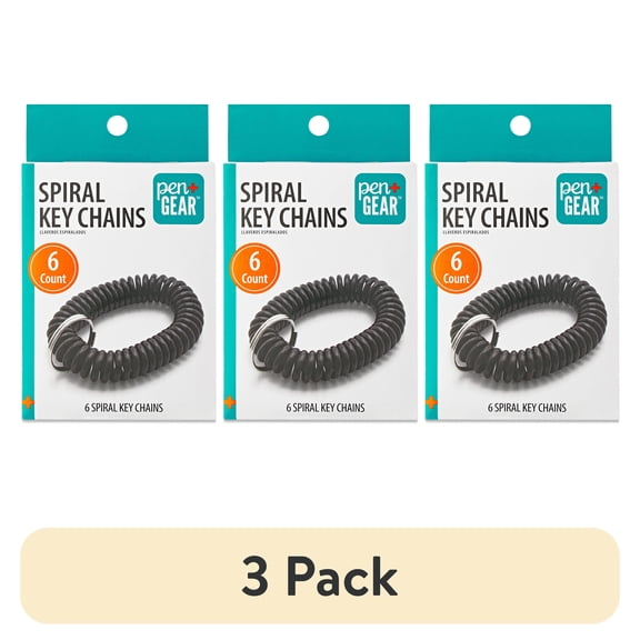 (3 pack) Pen+Gear Spiral Key Chains, Black, 6 Count