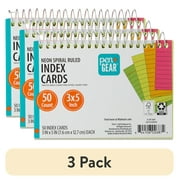 3 pack Pen+Gear Spiral Ruled Index Cards, Neon, 50 Count, 3" x 5"