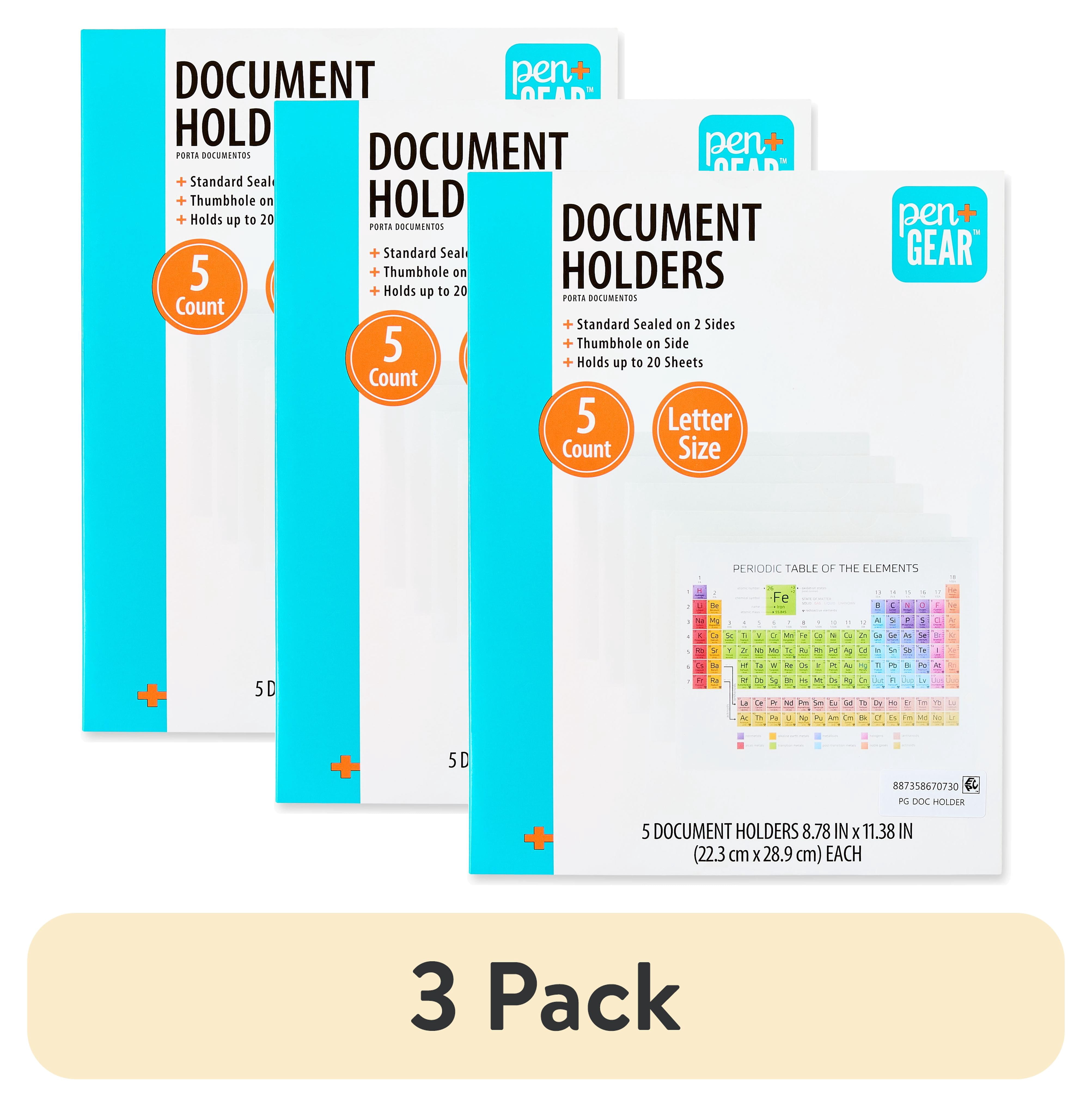 (3 pack) Pen+Gear Document Holders, Letter Size, Clear, 5 Count
