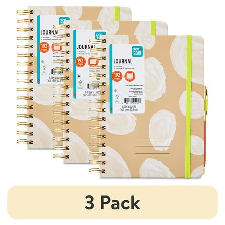 (3 pack) Pen + Gear Twin Wire Bound Journal - Khaki, 6" x 8.25" x 1", 192 Lined Pages, Paper Hard Cover, Pen
