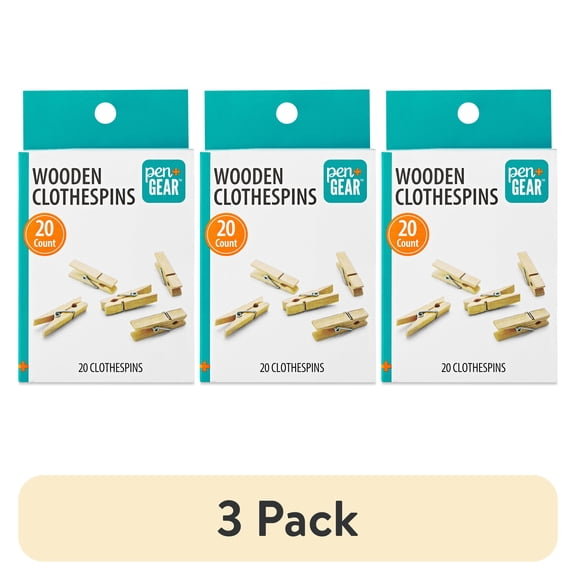 (3 pack) Pen + Gear Small Wooden Clothespins, 20 Count
