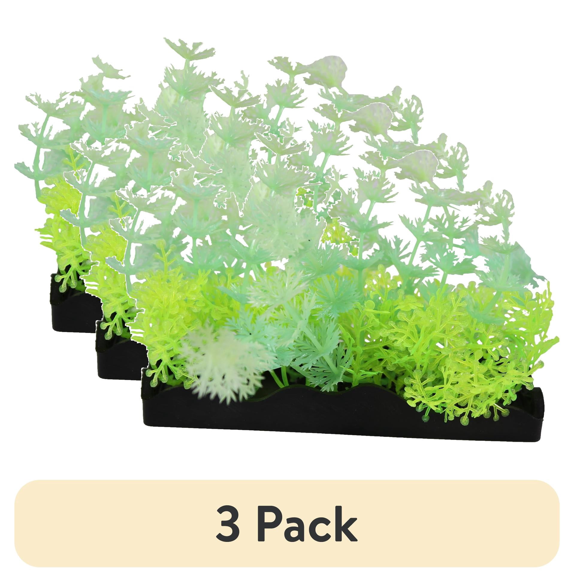 (3 pack) Penn-Plax Glow Green Plastic Bunch Plants - for Aquariums Plant Decoration - 5 Piece Pack - Medium