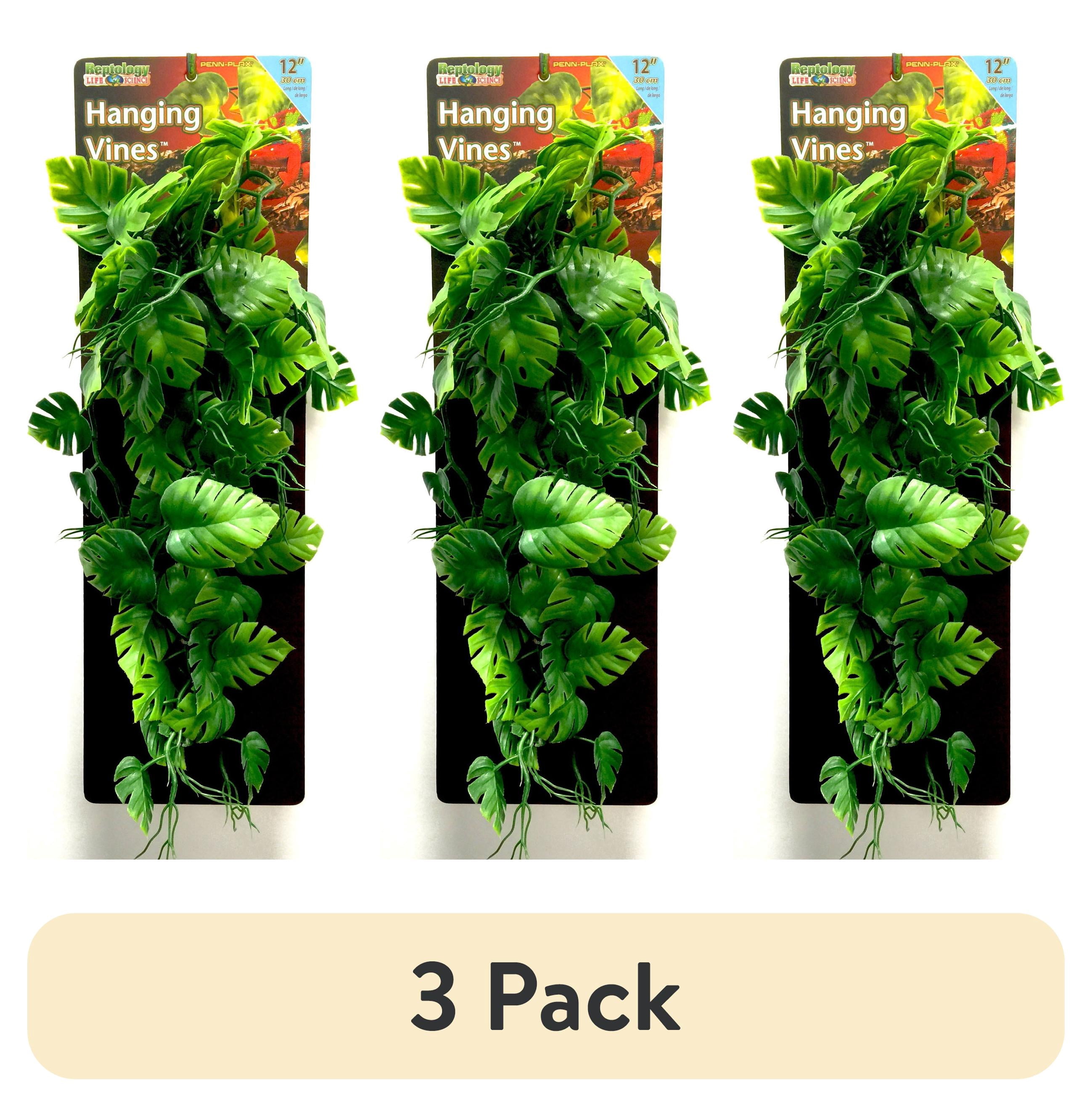 (3 pack) Penn-Plax Reptology Plastic Hanging Vines for Reptiles – 12” Length – Green