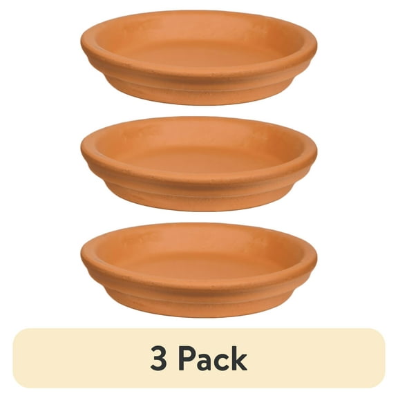 (3 pack) Pennington 4 inch Terra Cotta Clay Standard Saucer, Red
