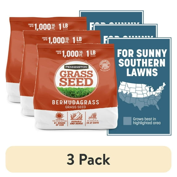 (3 pack) Pennington Bermudagrass Grass Seed, Full Sun, 1lb. 1 Bag