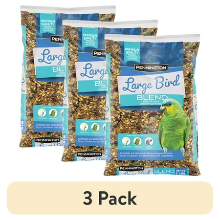 (3 pack) Pennington Large Bird Everyday Blend Bird Food for Parrots, Cockatoos; 3 lb. Bag
