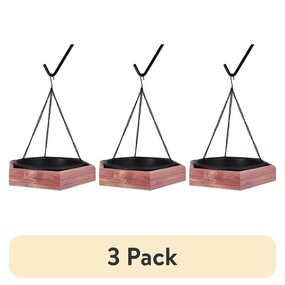 (3 pack) Pennington Red Cedar 2 in 1 Wild Bird Bath and Wild Bird Feeder, 4 lb. Capacity