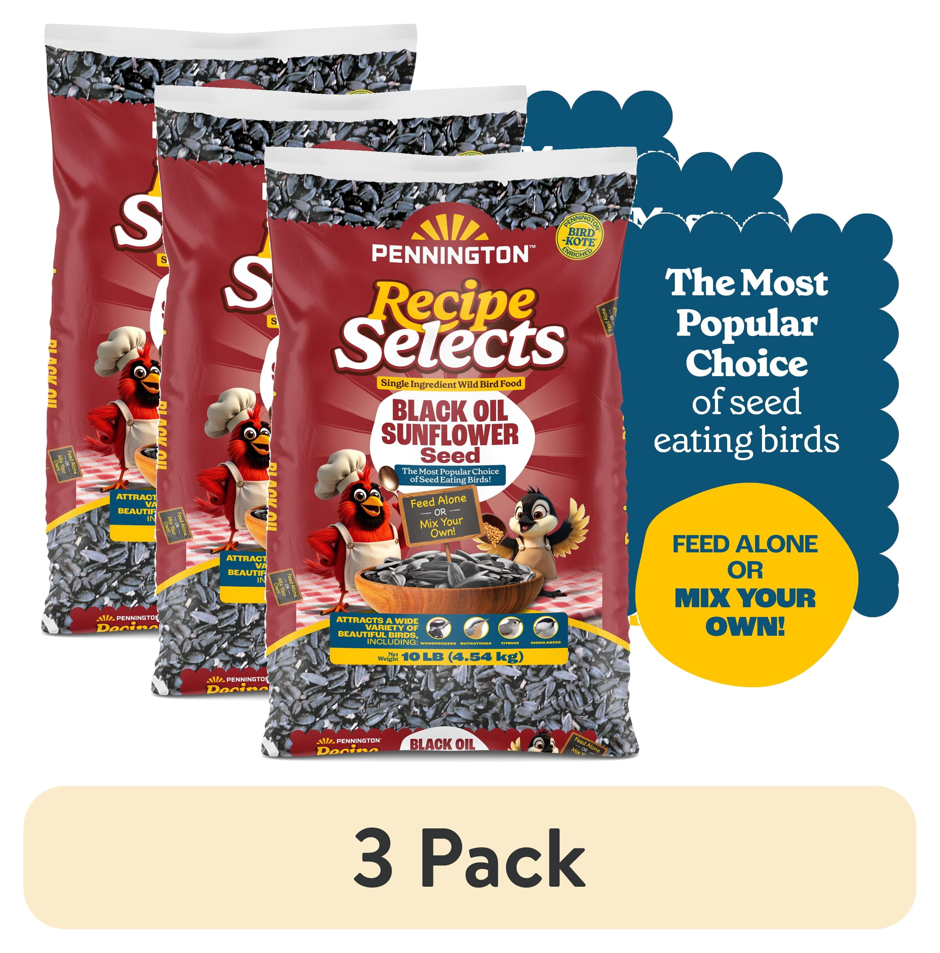 (3 pack) Pennington Select Black Oil Sunflower Seed Wild Bird Dry Feed, 10 lb. New Bag