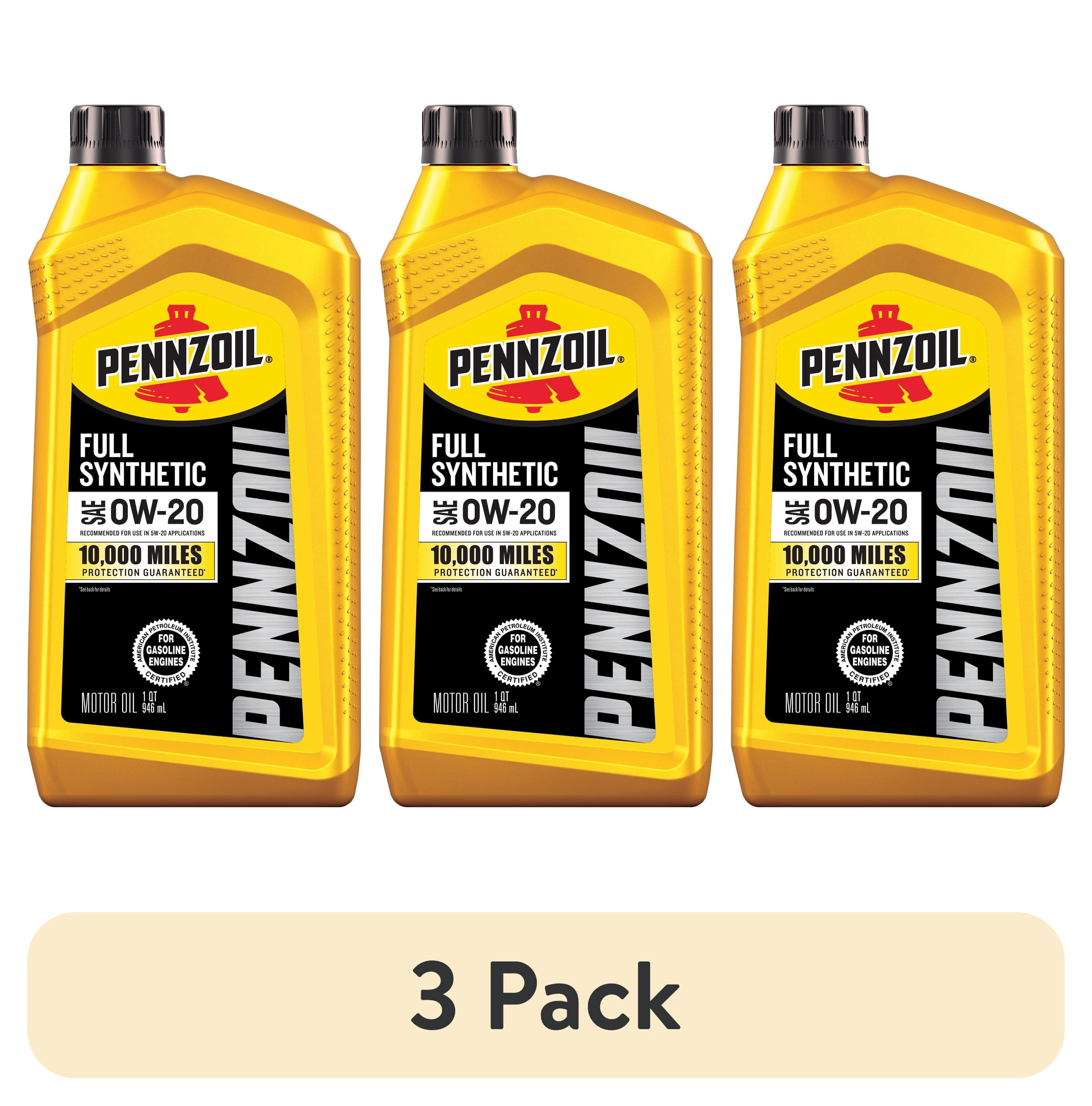 (3 pack) Pennzoil Full Synthetic 0W-20 Motor Oil, 1 Quart