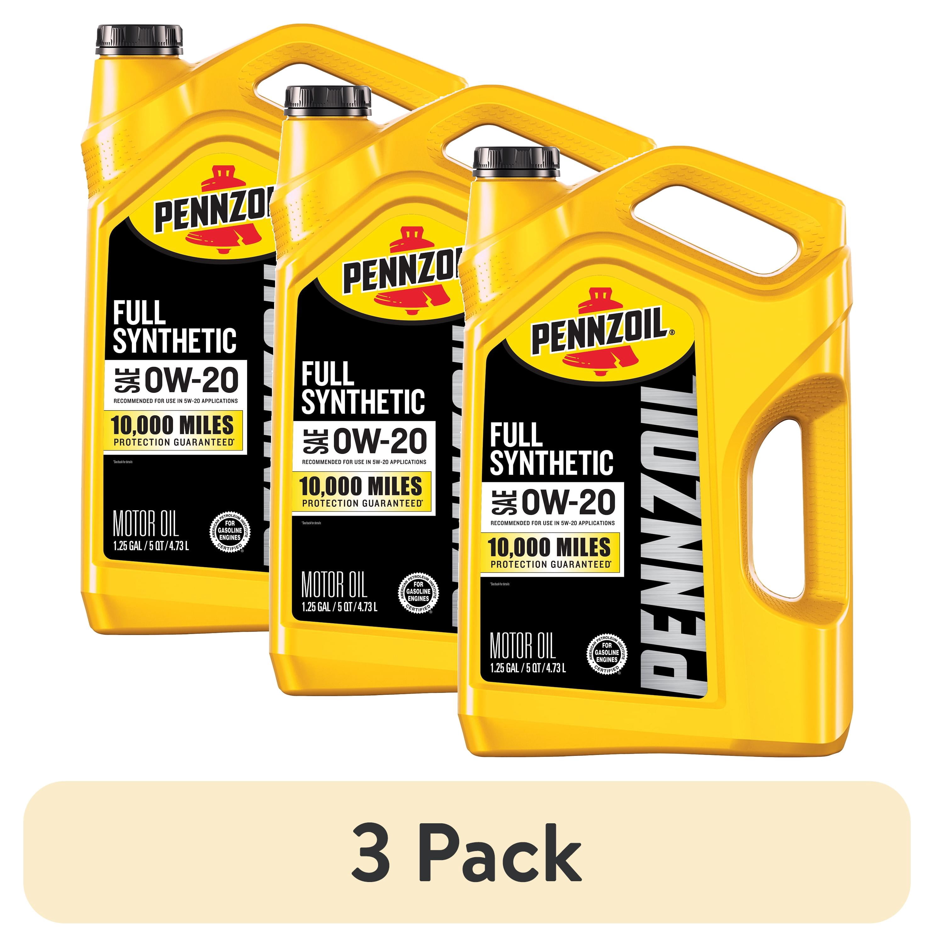 (3 pack) Pennzoil Full Synthetic 0W-20 Motor Oil, 5 Quart