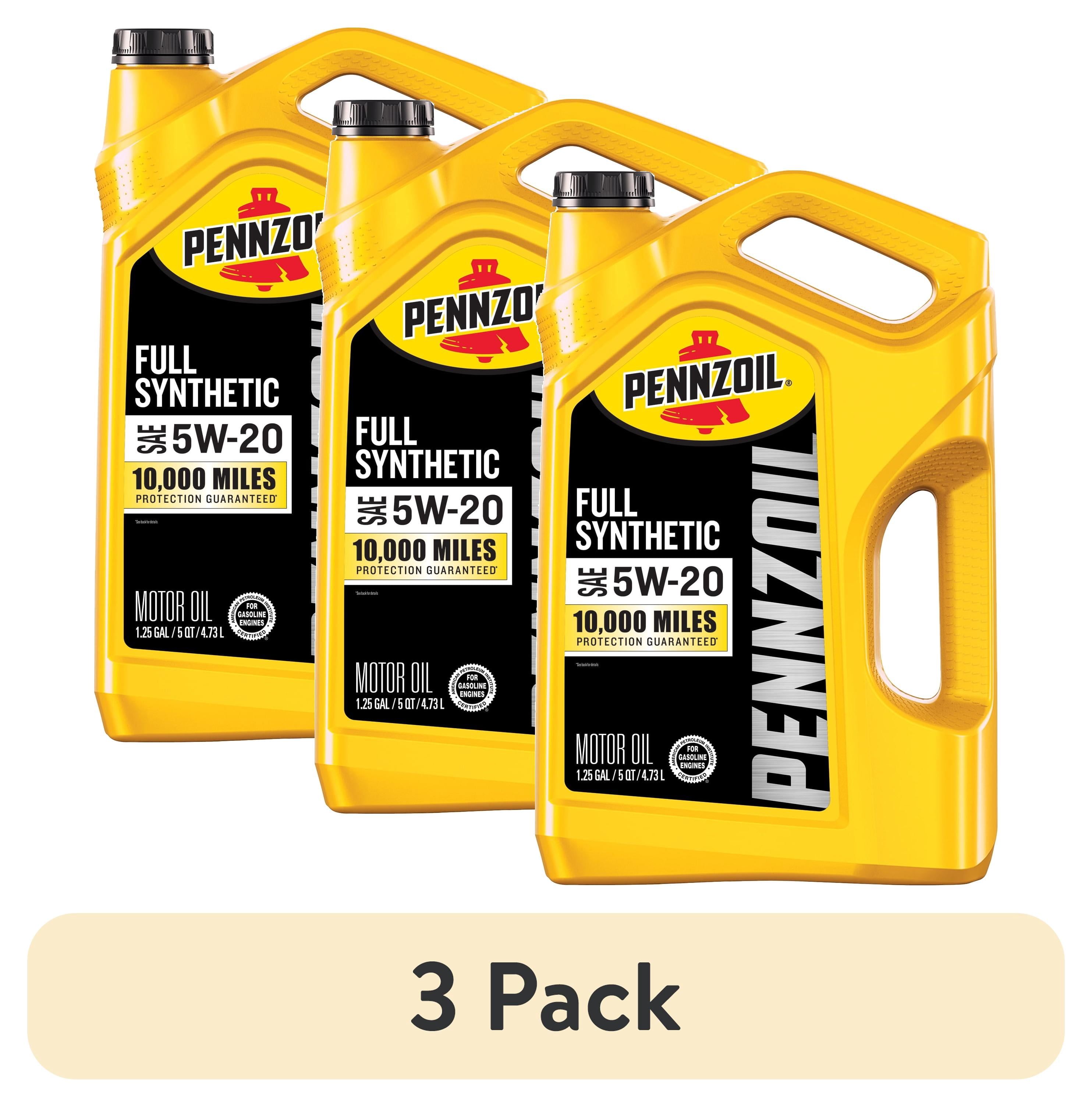 (3 pack) Pennzoil Full Synthetic 5W-20 Motor Oil, 5 Quart