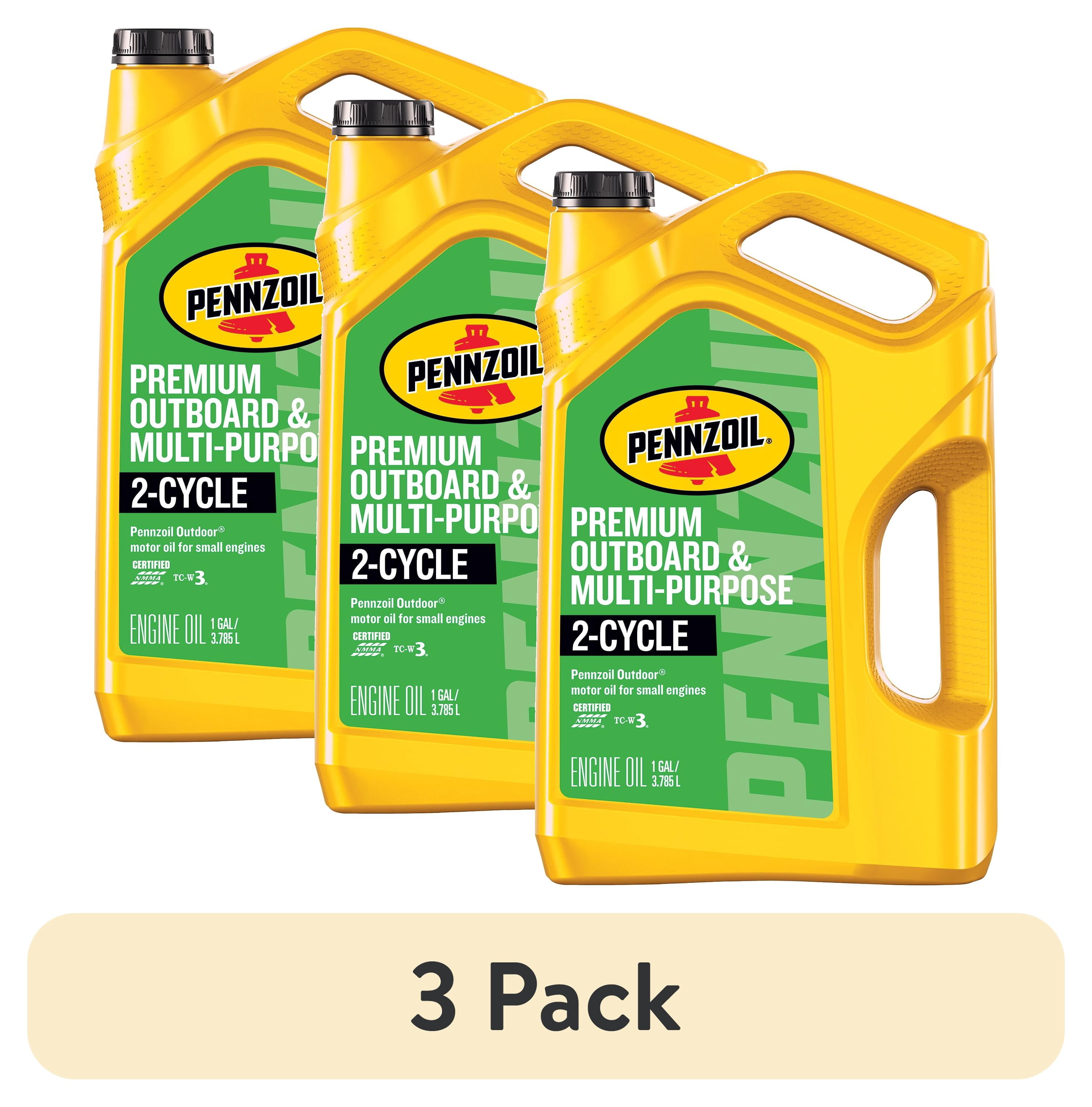 (3 pack) Pennzoil Outdoor Premium Outboard & Multi-Purpose 2-Cycle Engine Oil, 1 Gallon