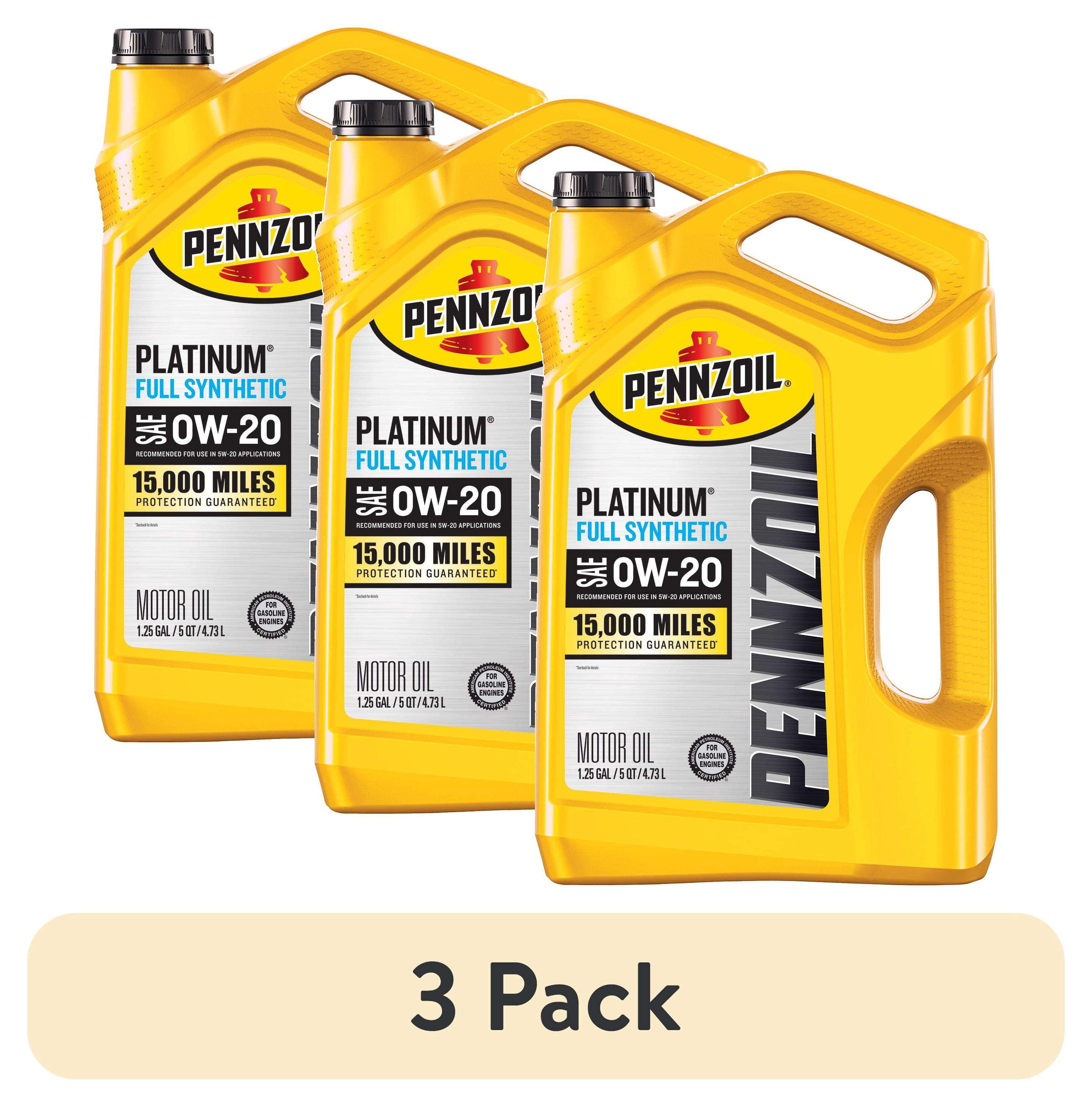 【新品】PENNZOIL PLATINUM 0W-20｜ペンズオイル プラチナム 3 pack) Pennzoil Platinum Full Synthetic 0W-20 Motor Oil, 5 Quart
