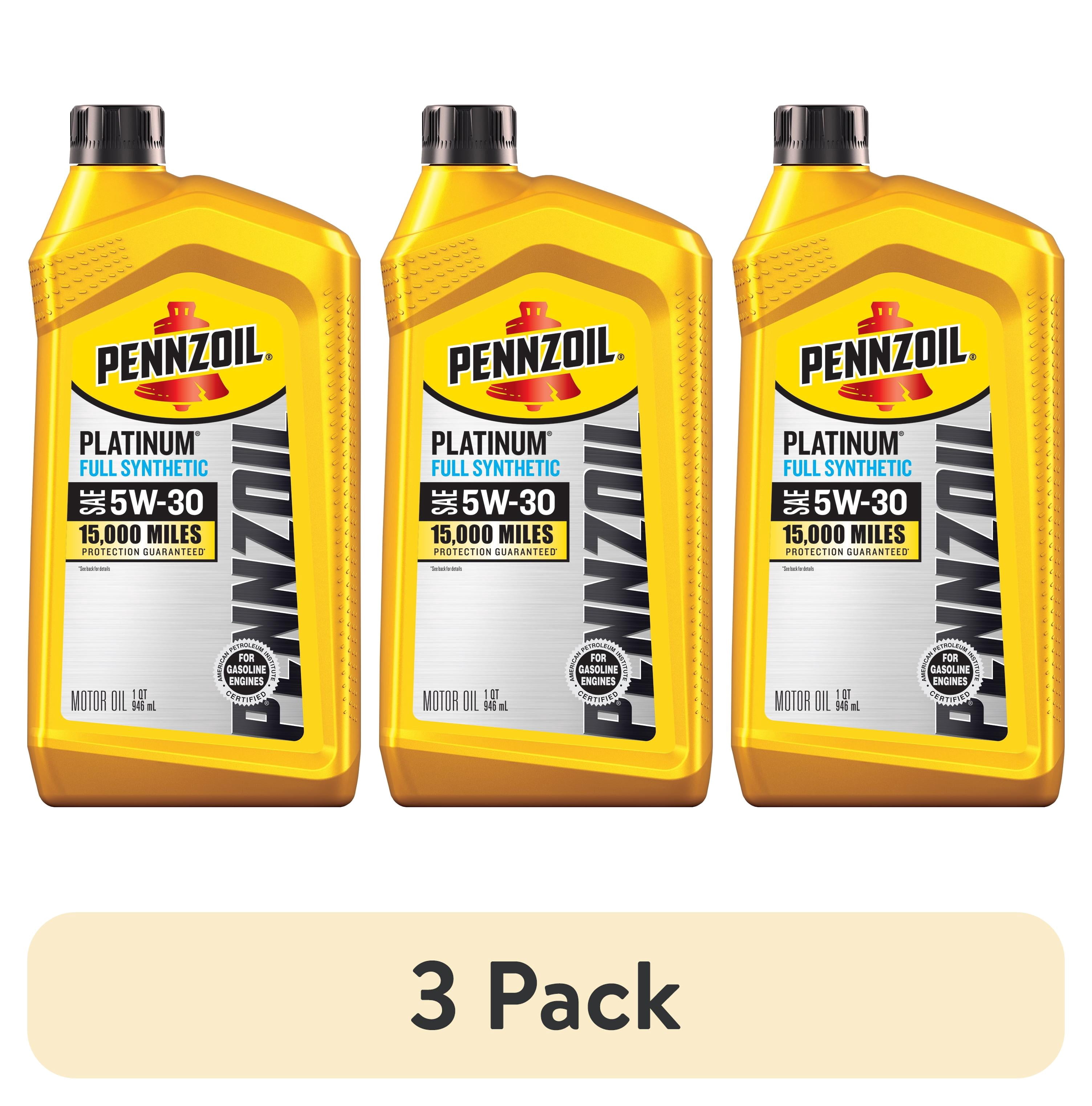 (3 pack) Pennzoil Platinum Full Synthetic 5W-30 Motor Oil, 1 Quart