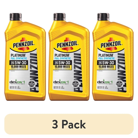 (3 pack) Pennzoil Platinum Full Synthetic 5W-30 Motor Oil, 1 Quart
