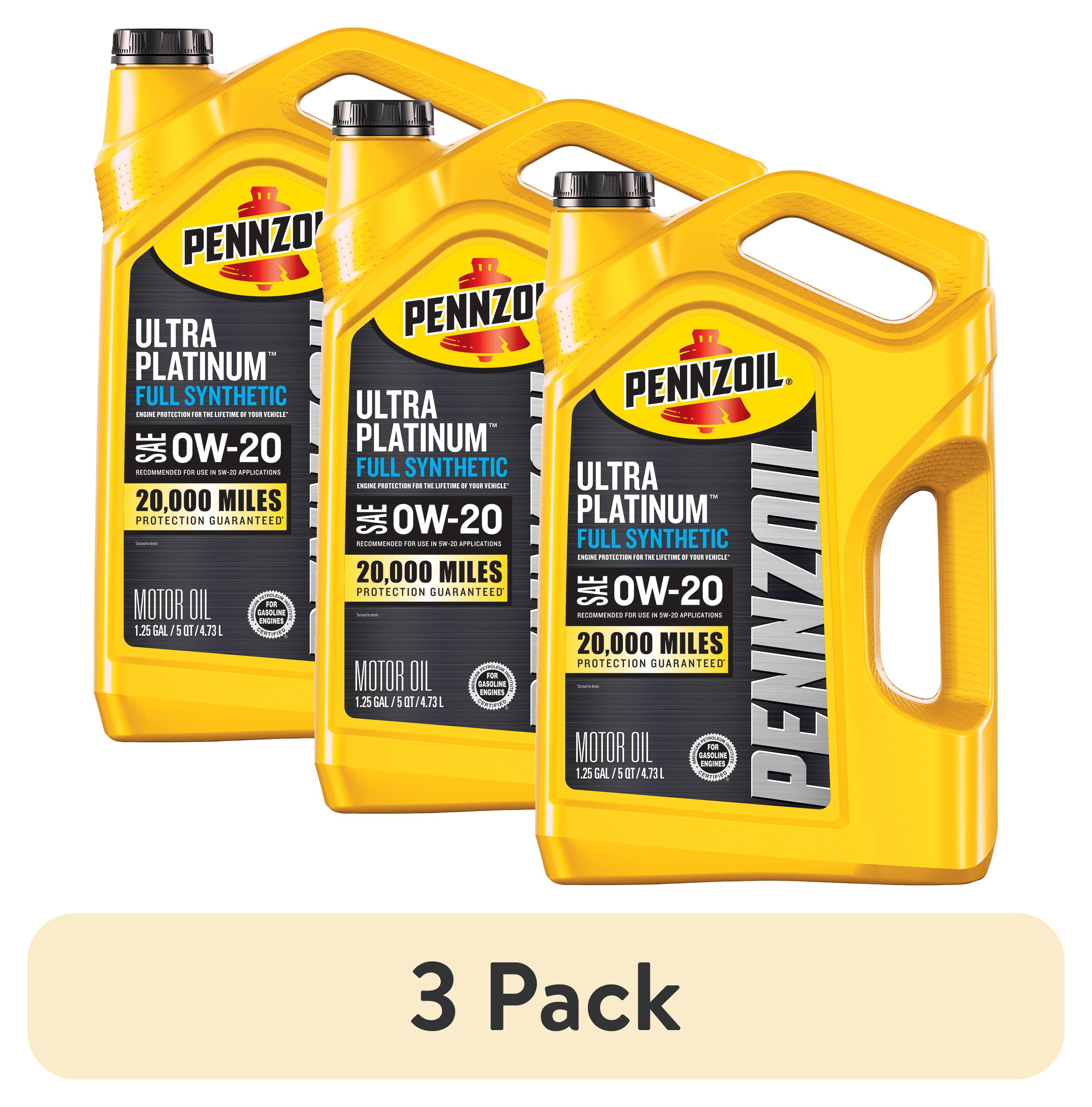 3 pack) Pennzoil Ultra Platinum Full Synthetic 0W-20 Motor Oil, 5