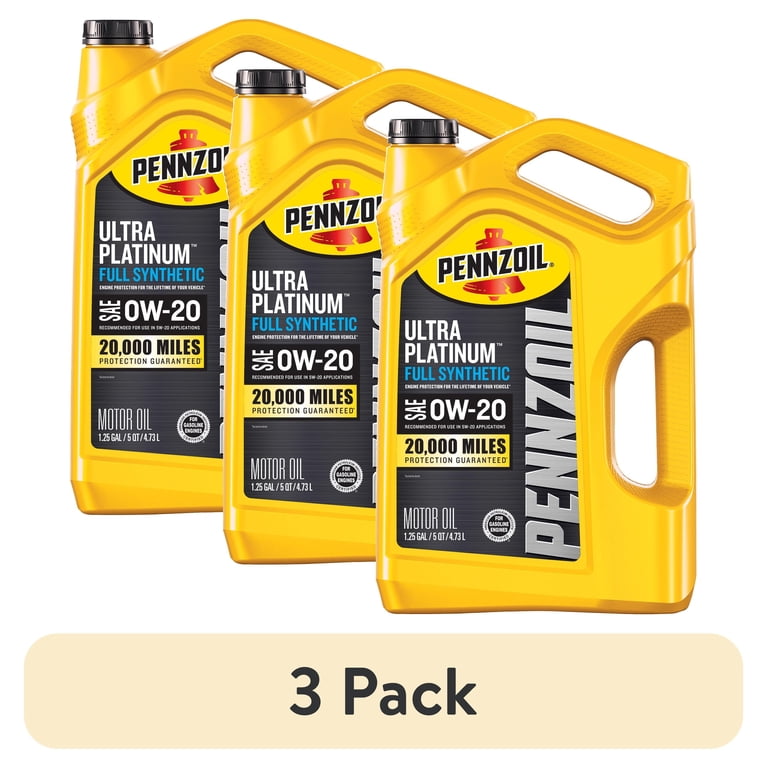 3 pack) Pennzoil Ultra Platinum Full Synthetic 0W-20 Motor Oil, 5 3 pack) Pennzoil Ultra Platinum Full Synthetic 0W-20 Motor Oil, 5