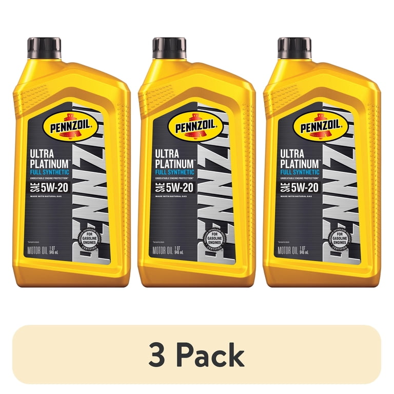 3 pack) Pennzoil Ultra Platinum Full Synthetic 5W-20 Motor Oil, 1