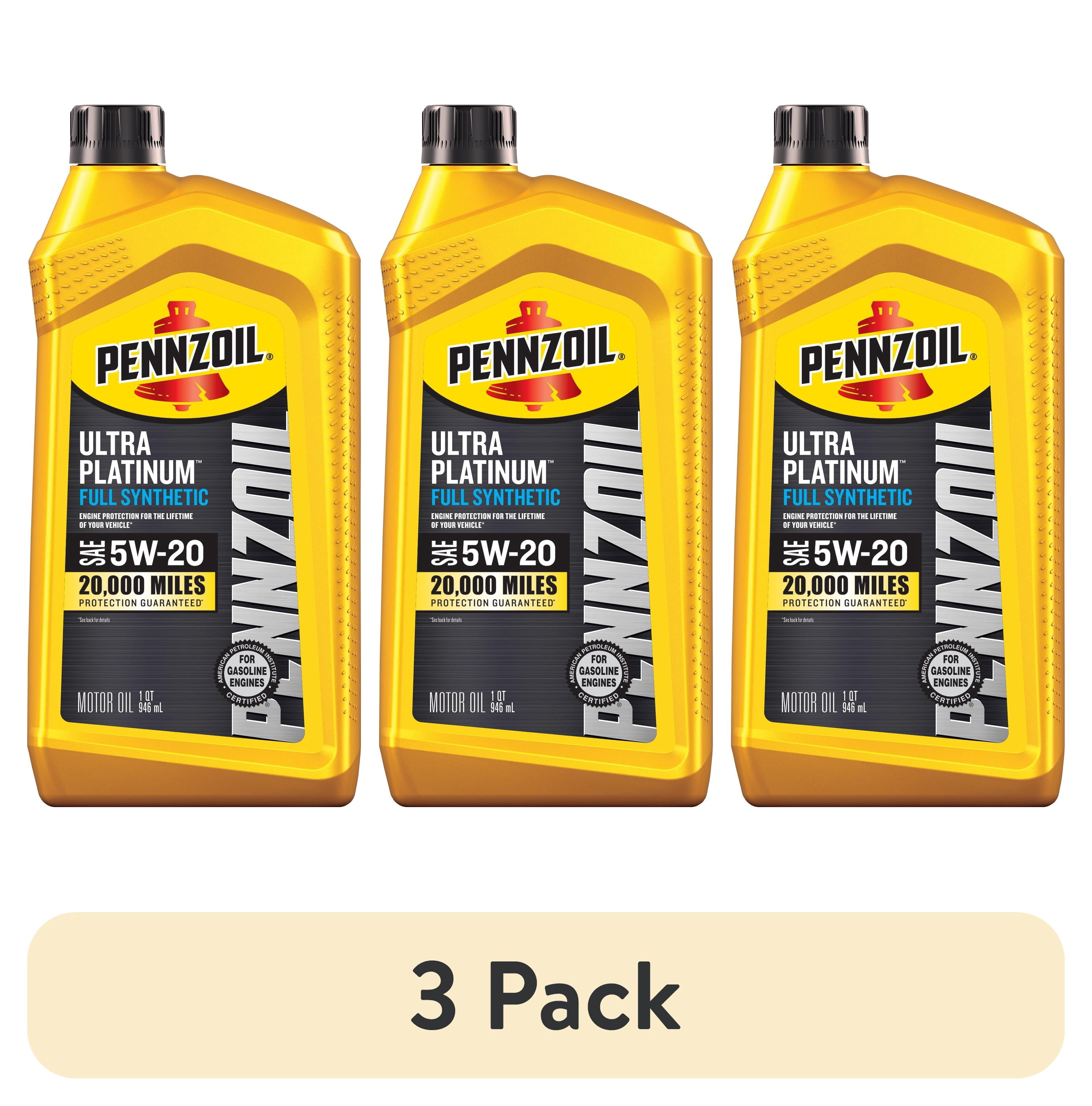 3 pack) Pennzoil Ultra Platinum Full Synthetic 5W-20 Motor Oil, 1