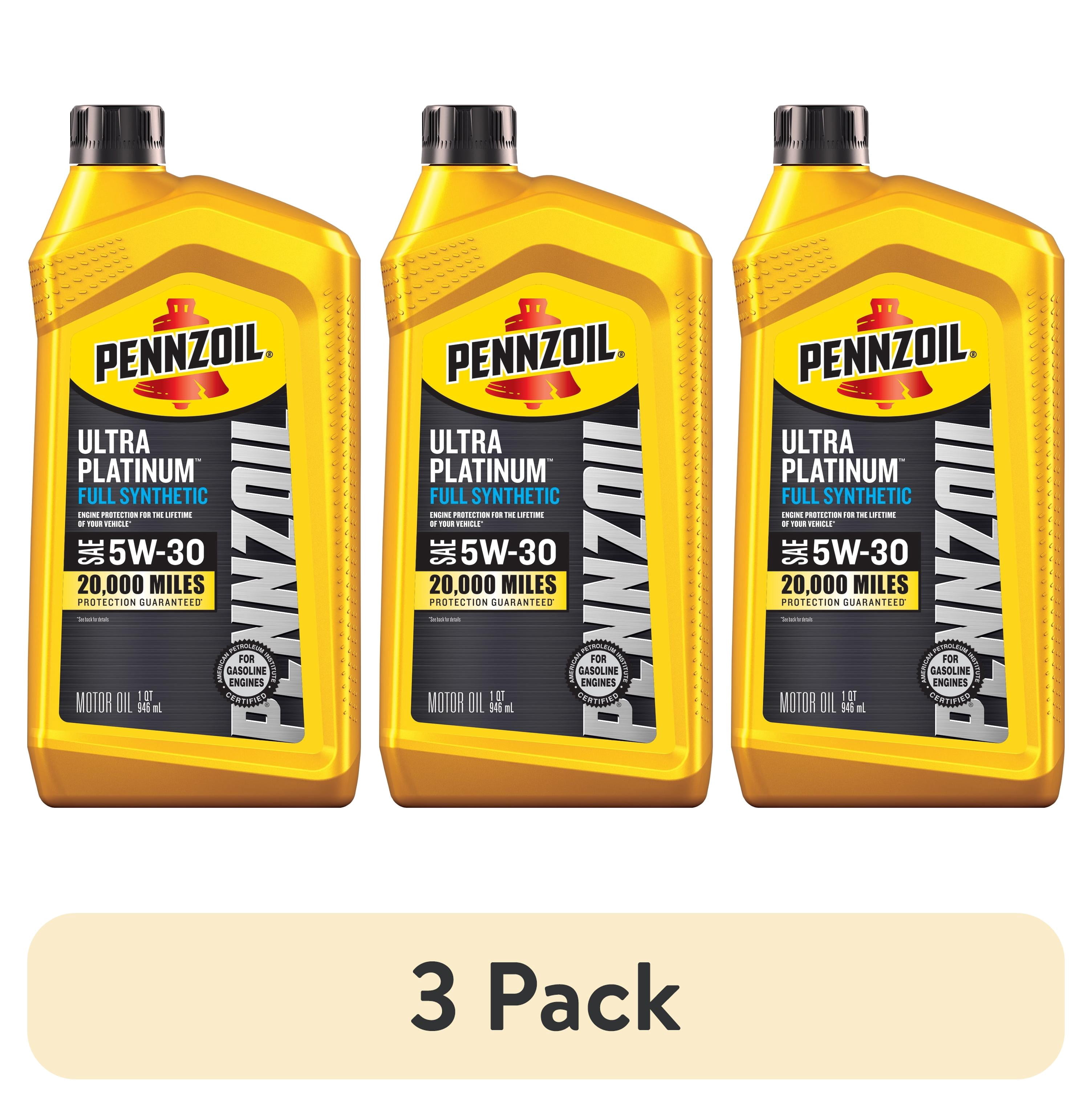 3 pack) Pennzoil Ultra Platinum Full Synthetic 5W-30 Motor Oil, 1