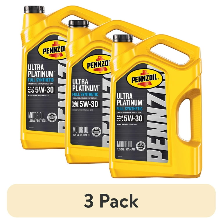 3 pack) Pennzoil Ultra Platinum Full Synthetic 5W-30 Motor Oil, 5