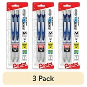 (3 pack) Pentel EnerGel Pearl Retractable Liquid Gel Pen, Needle Tip (0.7mm) Medium Line, Blue Ink, 2-Pk