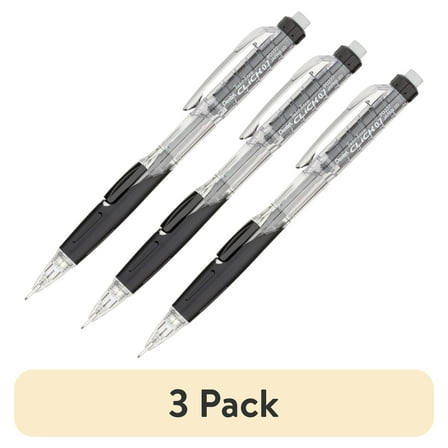 (3 pack) Pentel Twist-Erase Click Mechanical Pencil (0.7mm) Clear Barrel