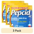 thumbnail interactive-video image 1 of (3 pack) Pepcid AC Maximum Strength Heartburn Medicine, Famotidine 20mg Acid Reducer, Heartburn Relief, 75 Count, 1 of 15