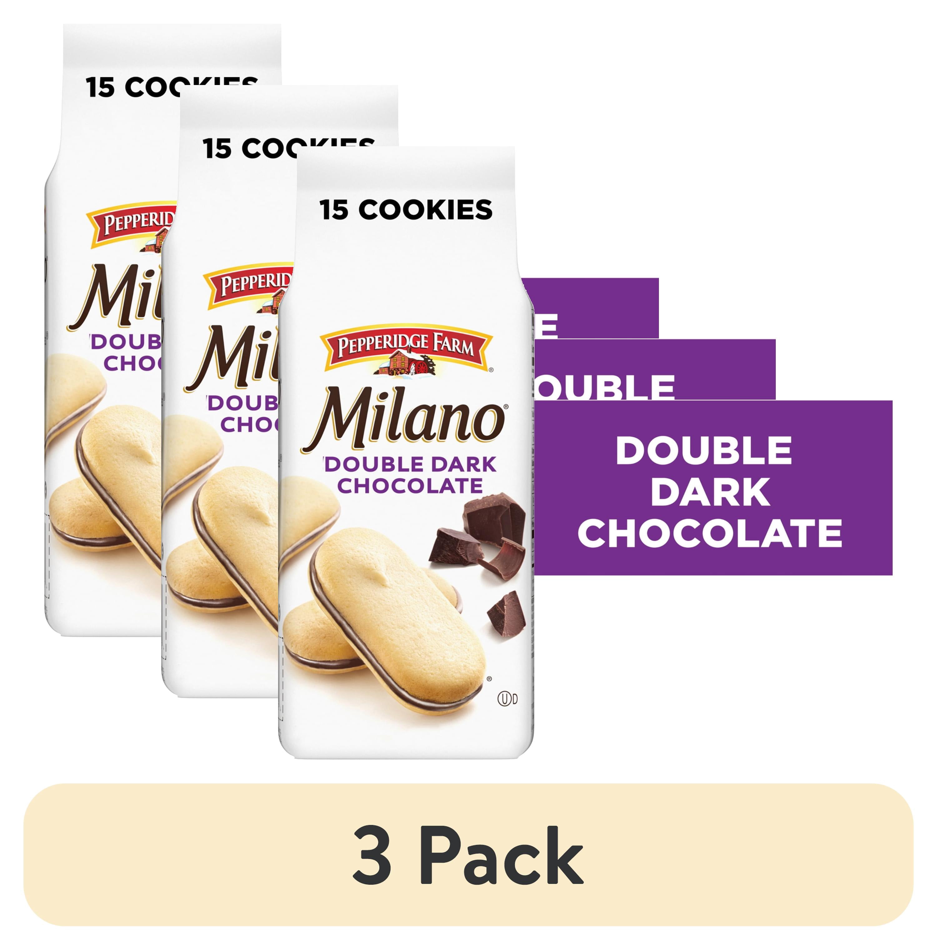 (3 pack) Pepperidge Farm Milano Double Dark Chocolate Cookies, 7.5 oz Bag (15 Cookies)