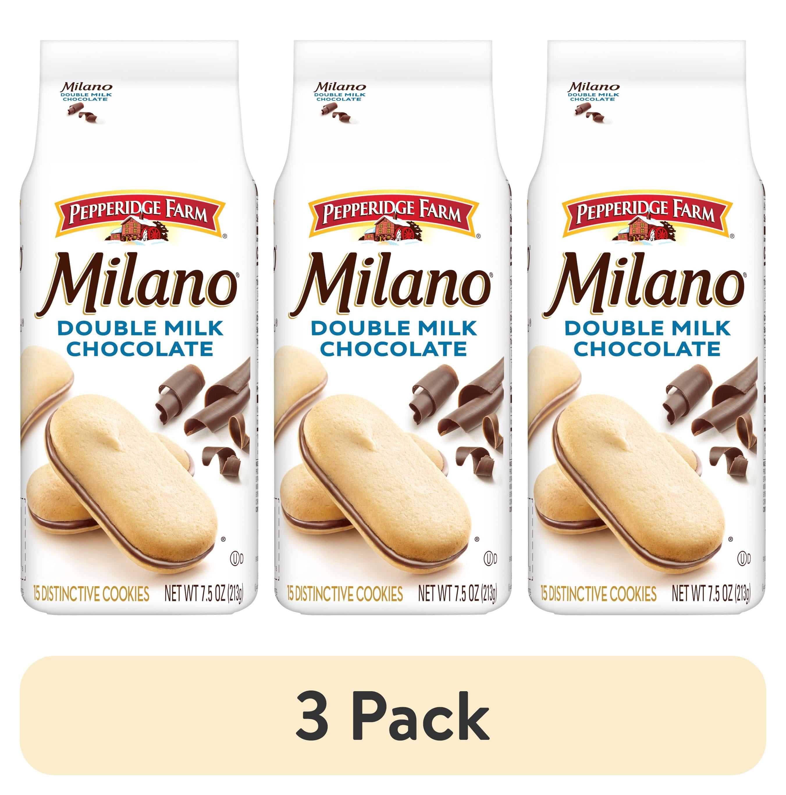 (3 pack) Pepperidge Farm Milano Double Milk Chocolate Cookies, 7.5 oz Bag