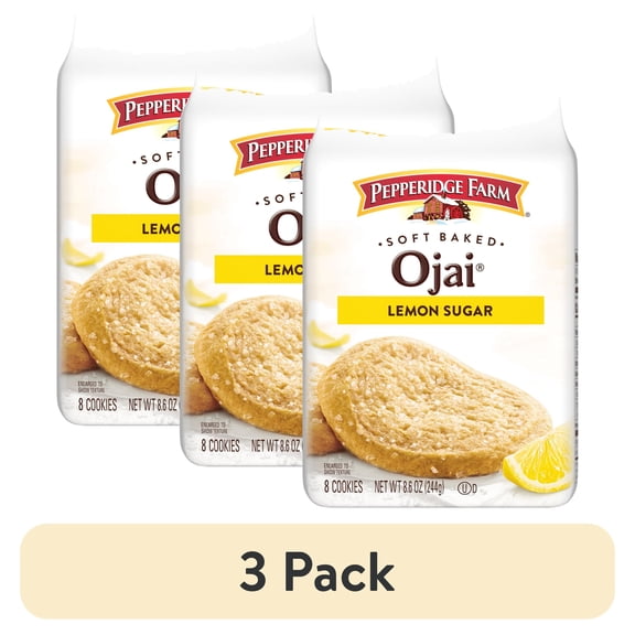 (3 pack) Pepperidge Farm Soft Baked Ojai Lemon Sugar Cookies, 8.6 oz Bag (8 Cookies)