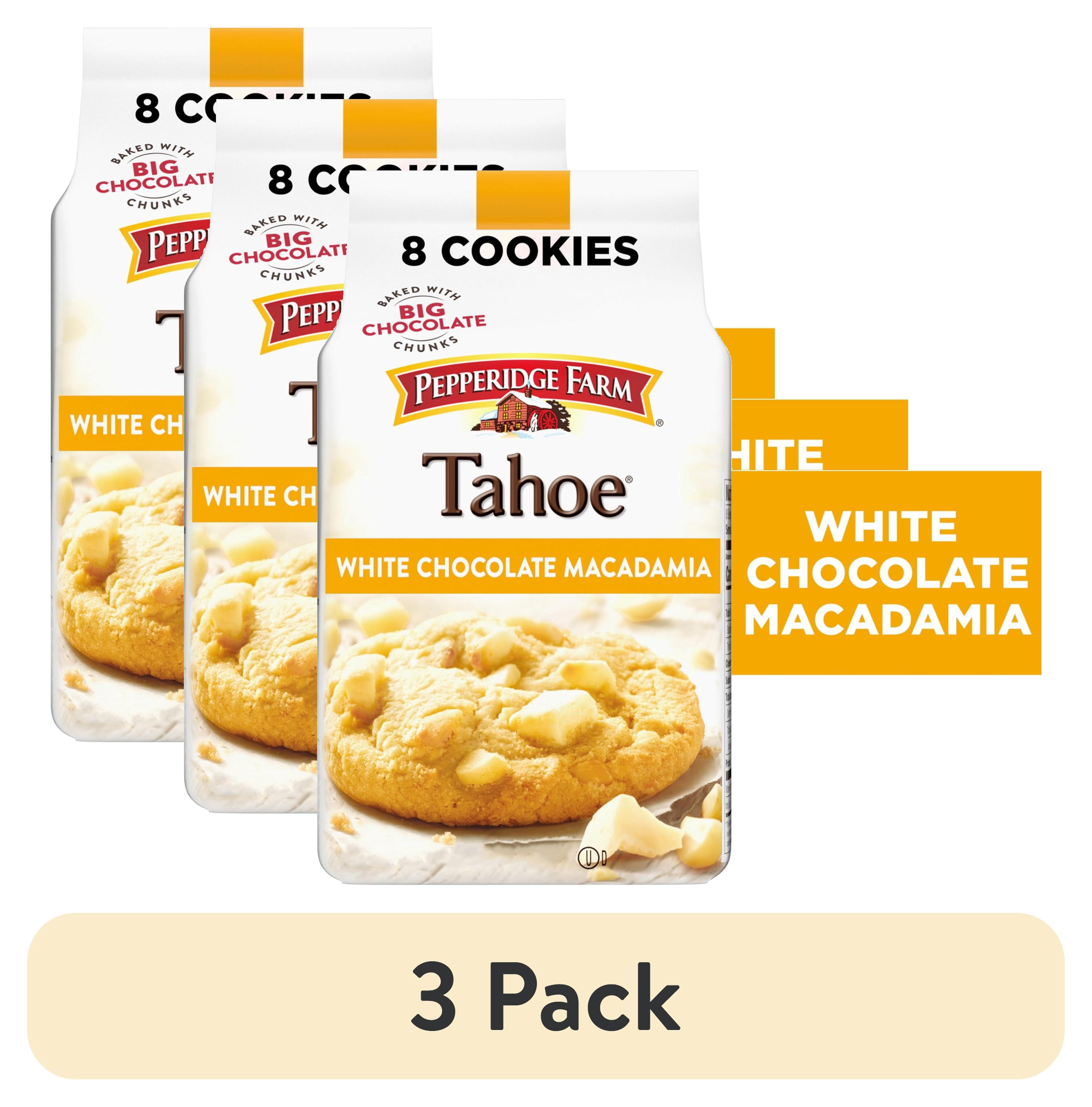 (3 pack) Pepperidge Farm Tahoe Crispy White Chocolate Macadamia Nut Cookies, 7.2 oz Bag (8 Cookies)