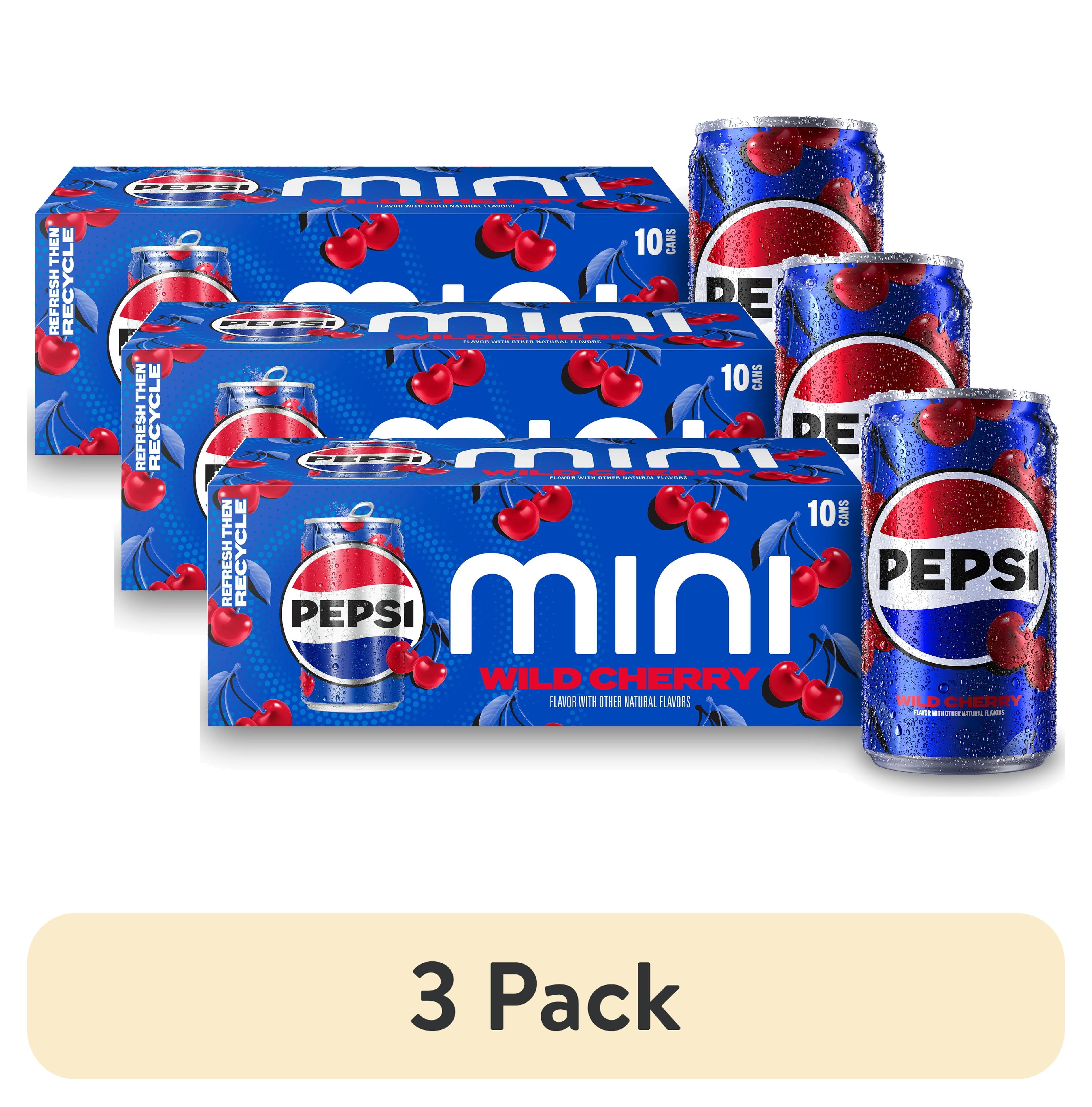 3 pack) Pepsi Soda Wild Cherry 7.5 fl oz, 10 Pack Mini Cans
