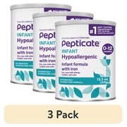 3 pack Pepticate Baby Formula, Hypoallergenic Powdered Infant Formula for Cow Milk Allergy, with Omega 3 DHA, ARA, Iron & Prebiotics, 13.2oz