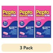 (3 pack) Pepto Bismol Caplets Ultra, Indigestion and Anti-Diarrhea Stomach Relief, 24 Count