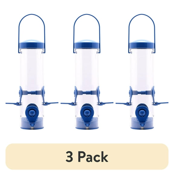 (3 pack) Perky Pet Navy 2-in-1 Tube Wild Bird Feeder, Blue