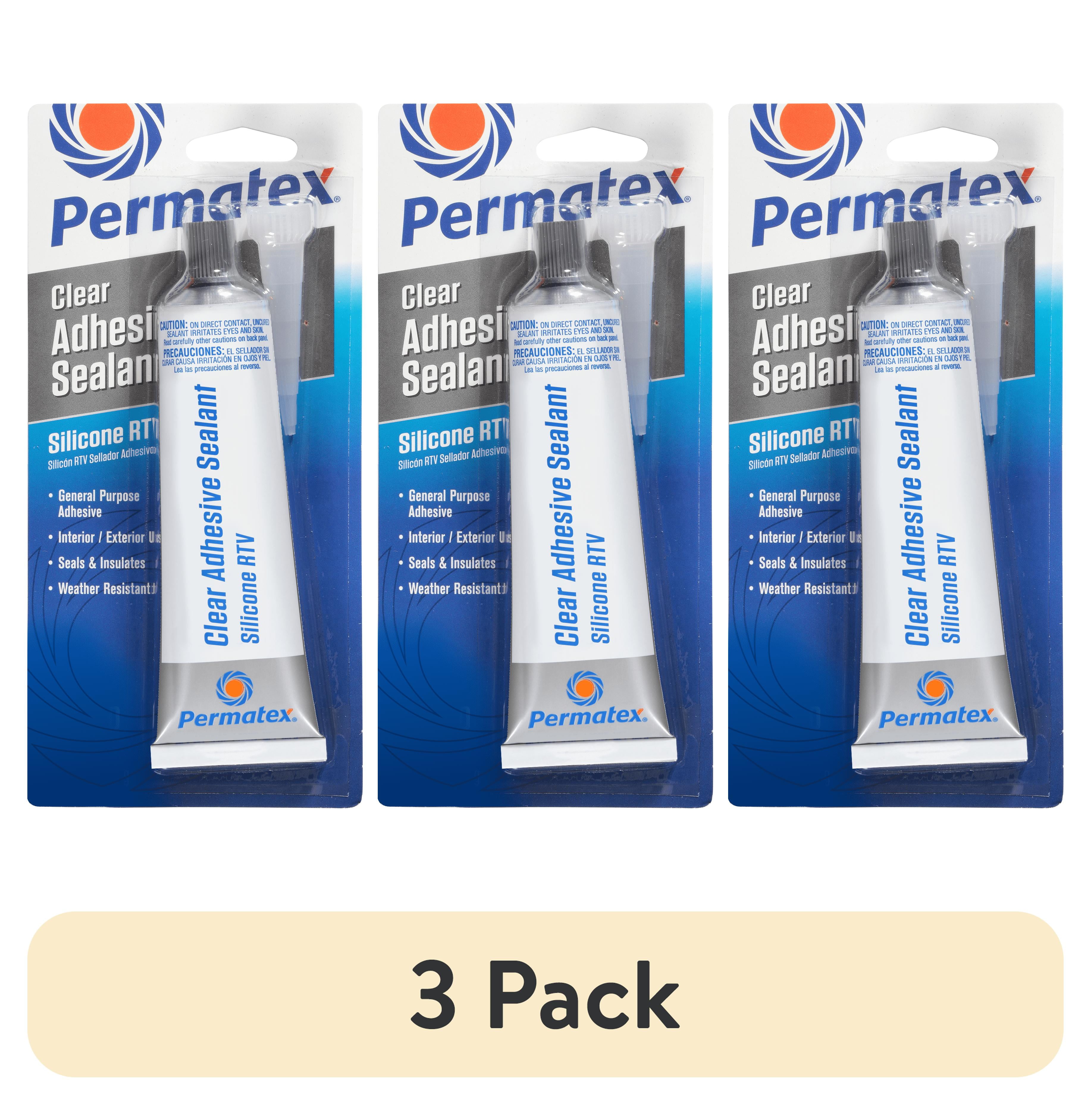 (3 pack) Permatex 75151 Clear Rtv Silicone Adhesive Sealant, 3 oz