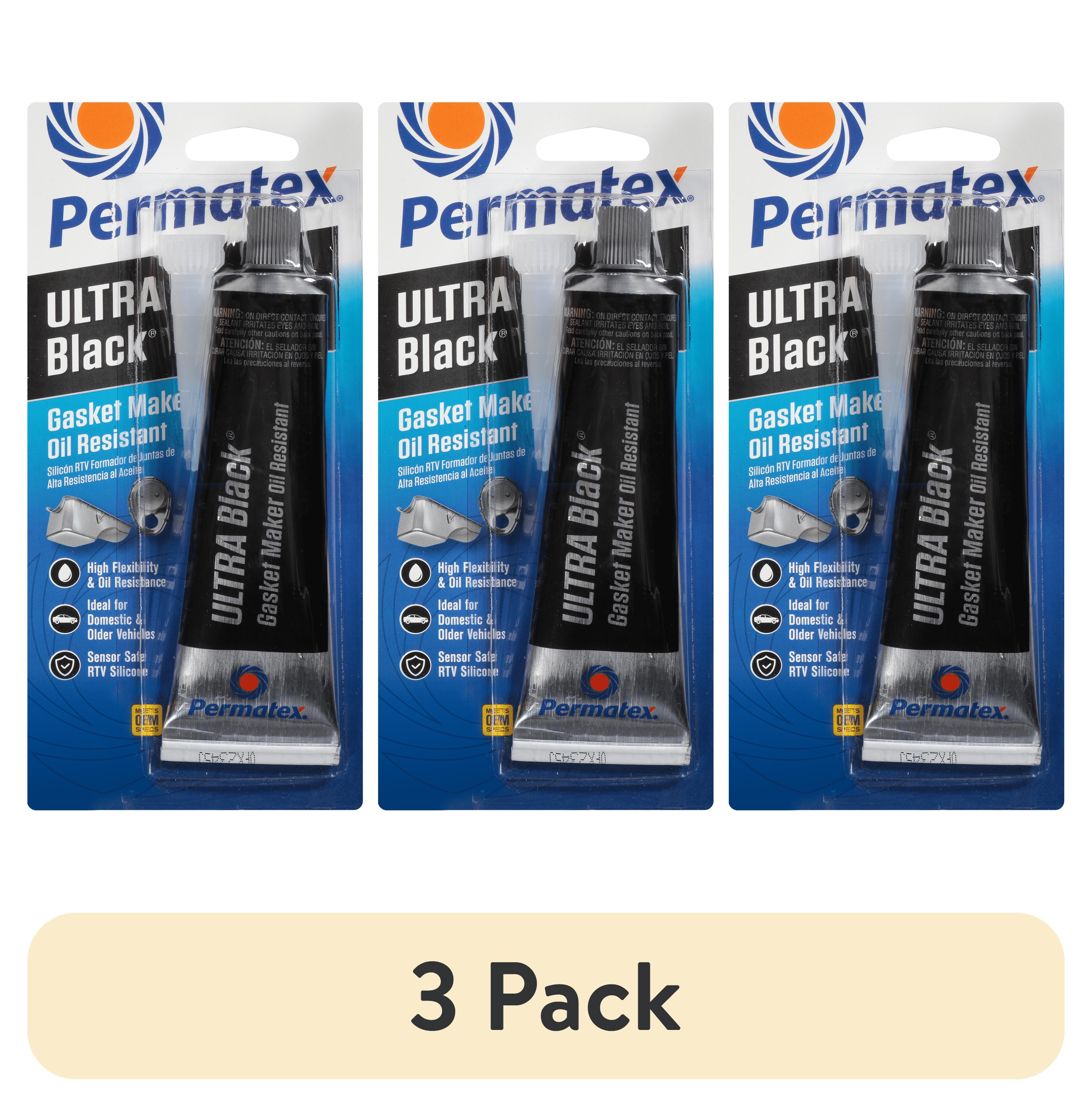 (3 pack) Permatex Ultra Black Maximum Oil Resistance RTV Silicone Gasket Maker 3 oz. - 75190