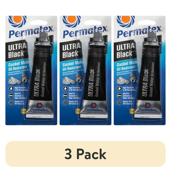 (3 pack) Permatex Ultra Black Maximum Oil Resistance RTV Silicone Gasket Maker 3 oz. - 75190