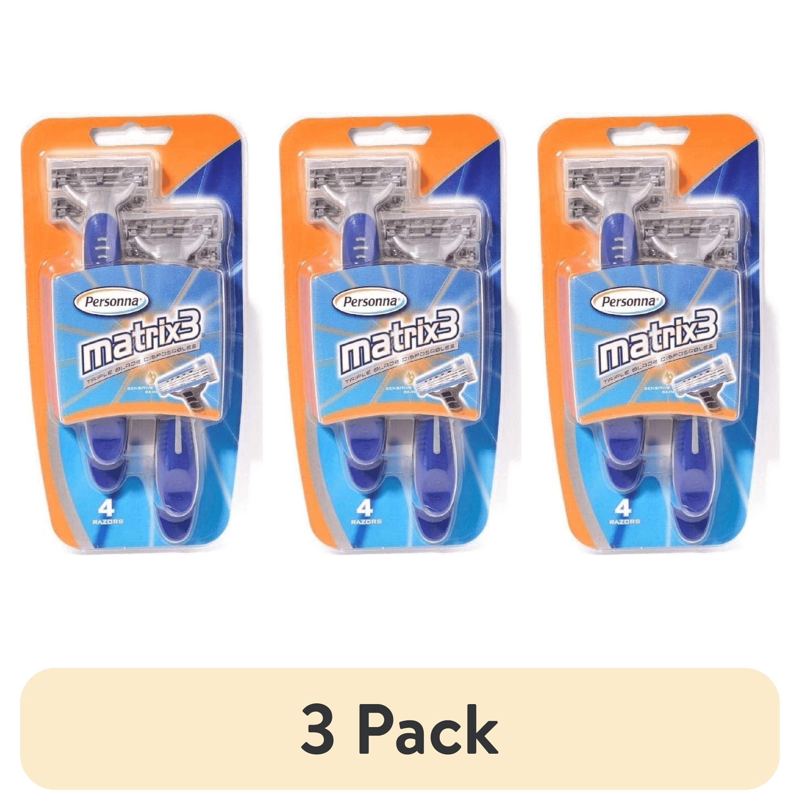 (3 pack) Personna Matrix3 Triple Blade Disposables, 4 Pack