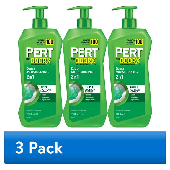 (3 pack) Pert Plus OdorX Daily Moisturizing 2-in-1 Triple Action Formula 33.8 fl oz