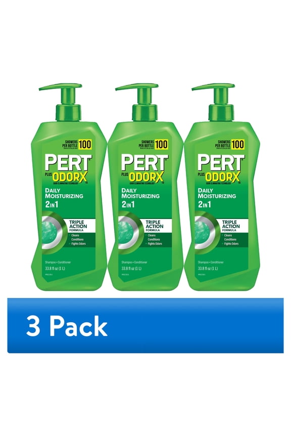 (3 pack) Pert Plus OdorX Daily Moisturizing 2-in-1 Triple Action Formula 33.8 fl oz