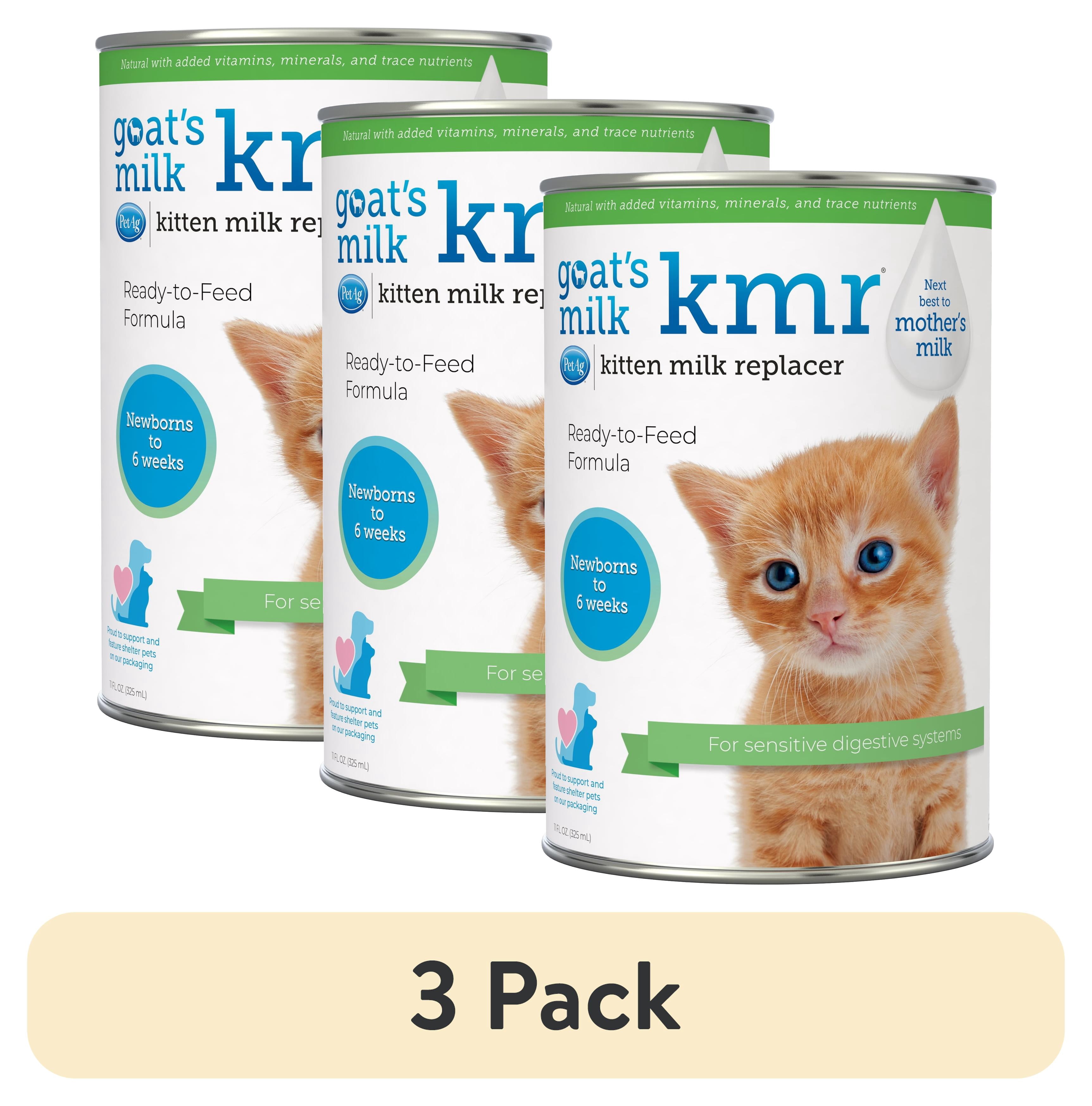 (3 pack) Pet-Ag Goat’s Milk KMR Kitten Milk Replacer Liquid - 11 oz